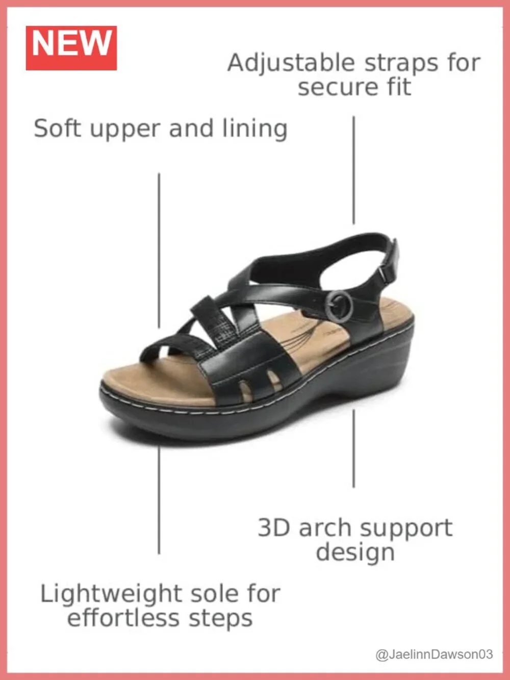 Open Toe Wedge Sandals with Cushioned Footbed, Adjustable Straps